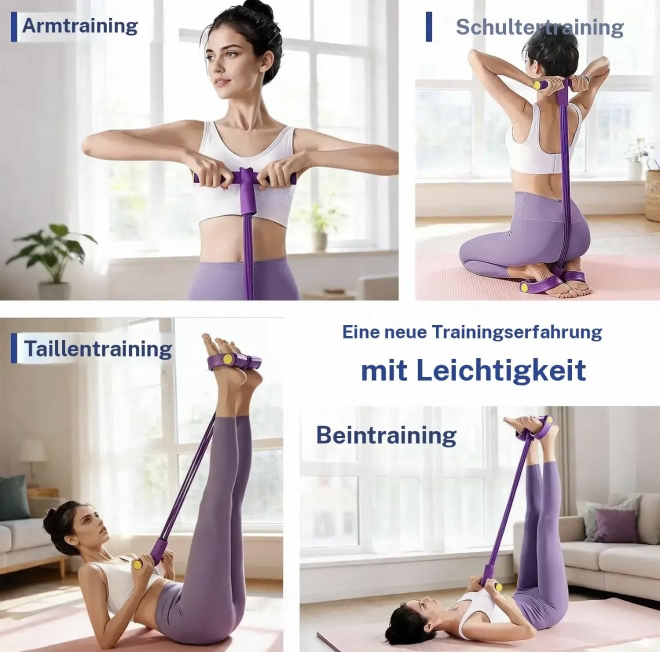 Portable Pilates Widerstandsschnur mit Fußpedalen – Pilates Trainingsgerät für Bauch, Beine & Ganzkörpertraining – Fitness Resistance Trainer – Bild 4