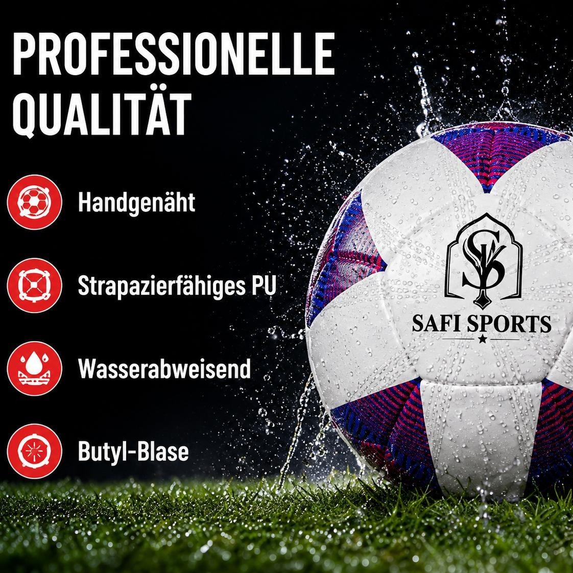 SAFI SPORTS Handgenähter Match Fußball Größe 5 – Profi-Spielball aus Premium PU für Training & Wettkampf – Bild 9