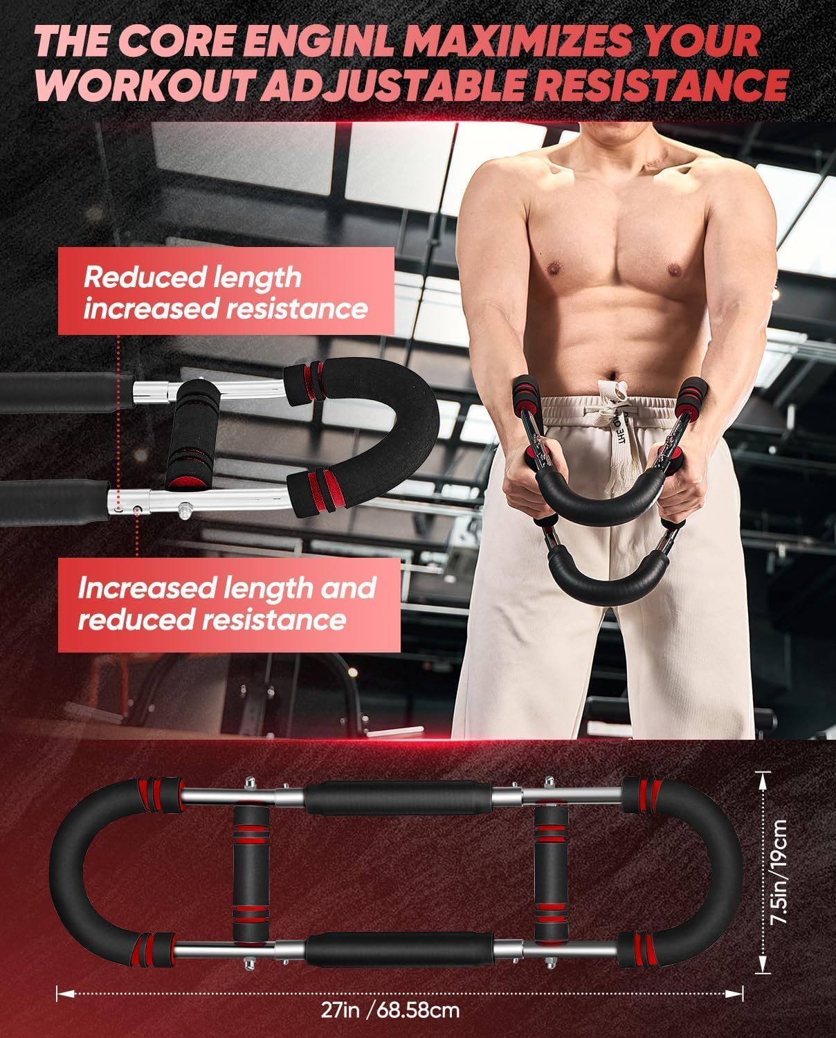 Twister Arm Trainer, verstellbares Brustmuskel-Trainingsgerät für Zuhause, Arm-Brust-Trainer mit Poster für Männer und Frauen – Bild 13