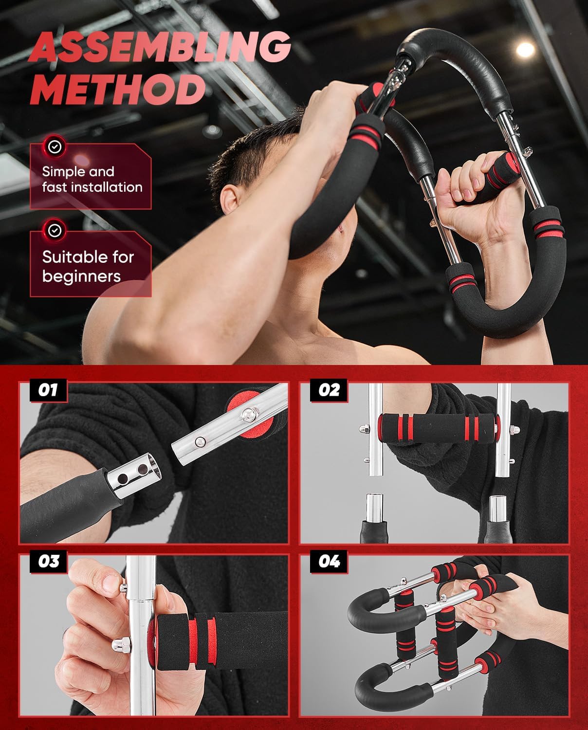 Twister Arm Trainer, verstellbares Brustmuskel-Trainingsgerät für Zuhause, Arm-Brust-Trainer mit Poster für Männer und Frauen – Bild 6
